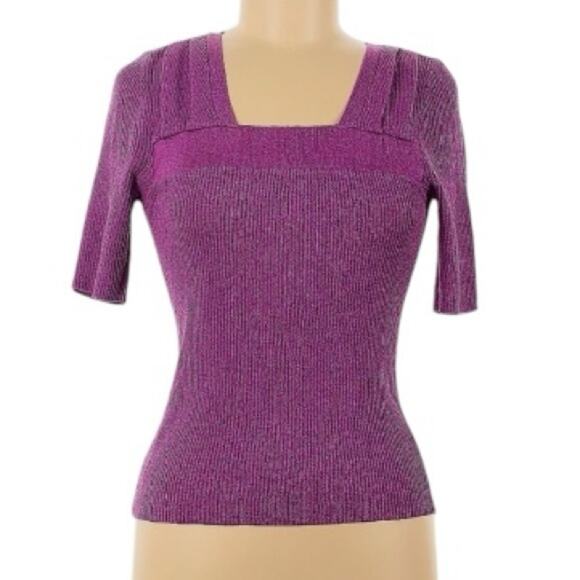 SLY Square Neck Shimmer Top/Sweater - Size 2 (Medium) - Picture 1 of 7